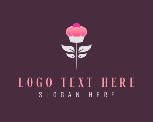 Sweet Pink Cupcake Flower logo