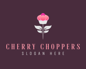 Sweet Pink Cupcake Flower logo design