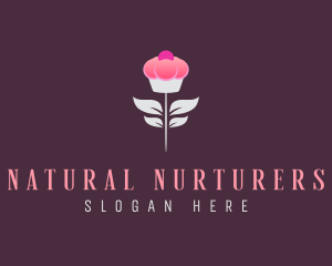 Sweet Pink Cupcake Flower logo design