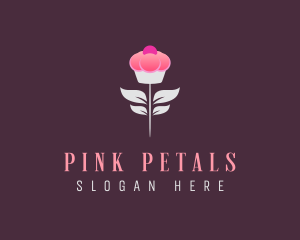 Sweet Pink Cupcake Flower logo design