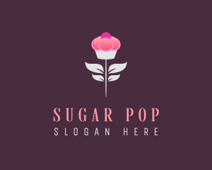 Sweet Pink Cupcake Flower logo design