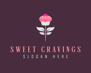 Sweet Pink Cupcake Flower logo design