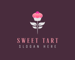 Sweet Pink Cupcake Flower logo design