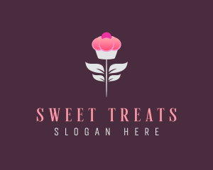 Sweet Pink Cupcake Flower logo design