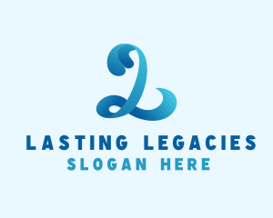 Water Wave Letter L logo design