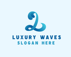 Water Wave Letter L logo design