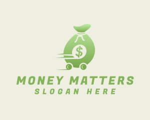 Moving Dollar Bag Money logo design