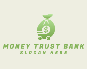 Moving Dollar Bag Money logo design