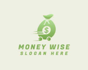 Moving Dollar Bag Money logo design