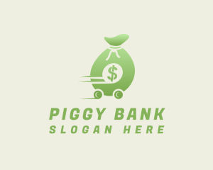 Moving Dollar Bag Money logo design