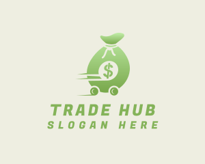 Moving Dollar Bag Money logo design