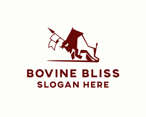 Bison Flag Spear logo design