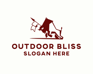 Bison Flag Spear logo design