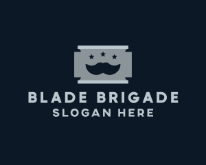 Moustache Shaving Razor Blade logo design