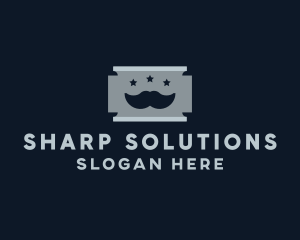 Moustache Shaving Razor Blade logo design