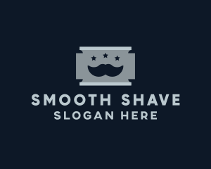 Moustache Shaving Razor Blade logo design