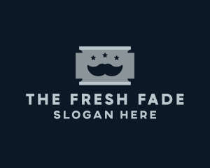 Moustache Shaving Razor Blade logo design