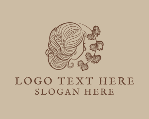 Woman Hair Leaf logo