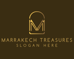 Gold Luxury Arch Letter M logo design