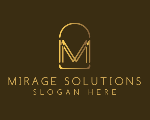 Gold Luxury Arch Letter M logo design