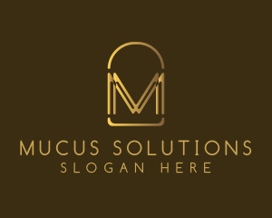 Gold Luxury Arch Letter M logo design