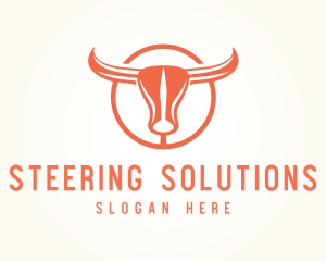 Abstract Bull Horns Emblem logo design