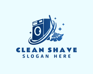 Washing Machine Cleaning Broom logo design