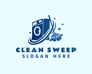 Washing Machine Cleaning Broom logo design