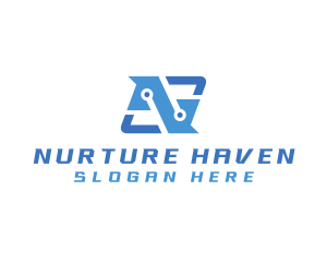 Innovations Tech Circuit Letter N logo design