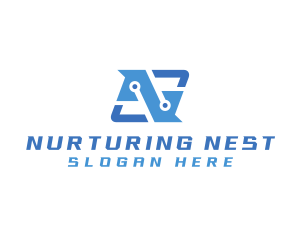 Innovations Tech Circuit Letter N logo design