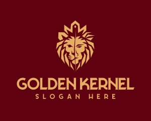 Golden Premium Lion Head logo design