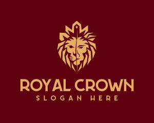 Golden Premium Lion Head logo design