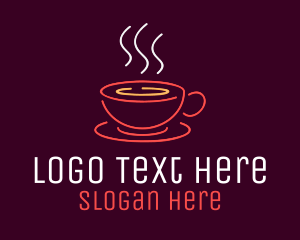 Neon Lights Coffee Cup Logo