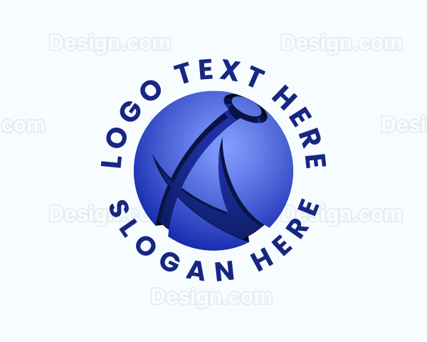 Blue Sphere Letter A Logo