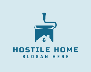 Blue Home Paint Roller logo design