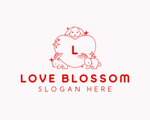 Bunny Heart Love logo design