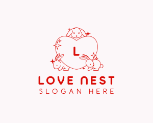 Bunny Heart Love logo design