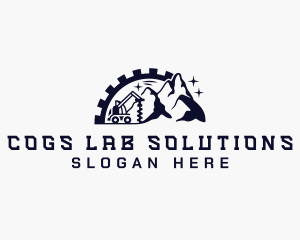 Mountain Construction Drilling Machine  logo design