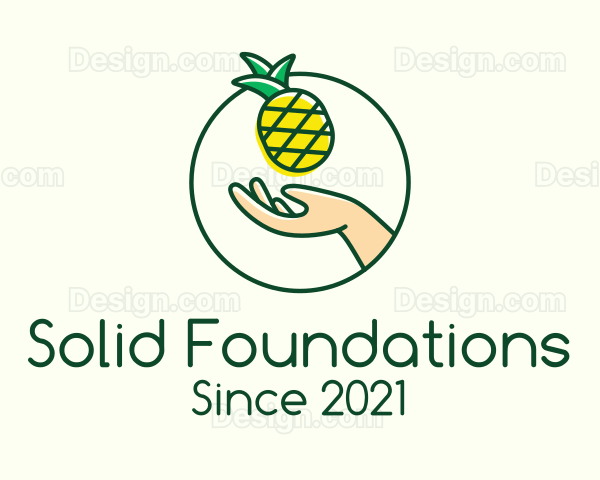 Hand Pineapple Fruit Logo