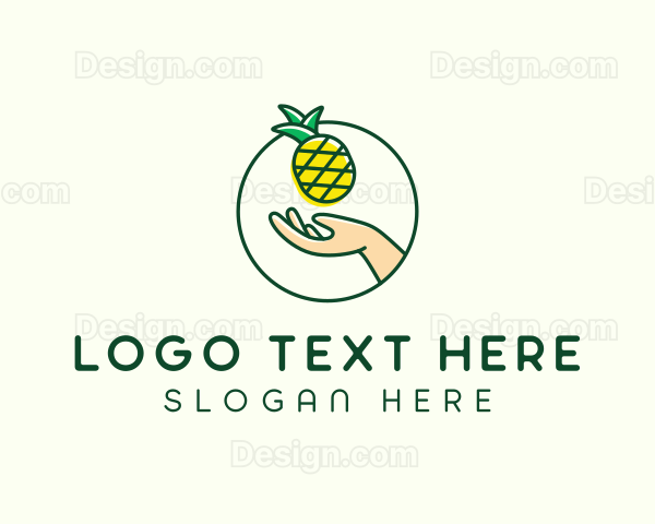 Hand Pineapple Fruit Logo