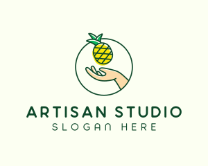 Hand Pineapple Fruit  logo design