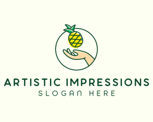 Hand Pineapple Fruit  logo design