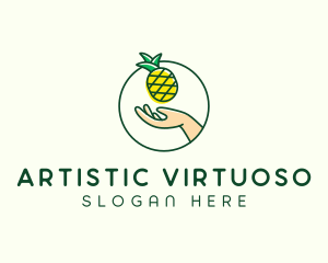 Hand Pineapple Fruit  logo design