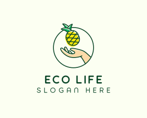 Hand Pineapple Fruit  logo design