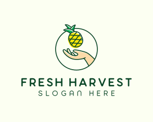 Hand Pineapple Fruit  logo design