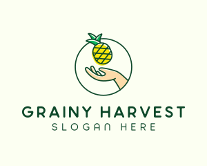 Hand Pineapple Fruit  logo design