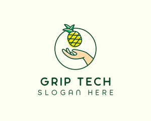 Hand Pineapple Fruit  logo design