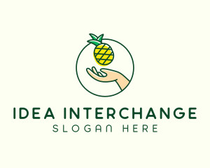 Hand Pineapple Fruit  logo design