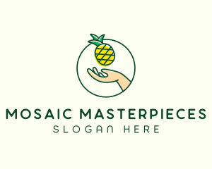 Hand Pineapple Fruit  logo design