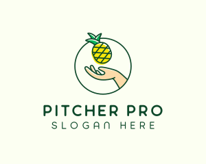 Hand Pineapple Fruit  logo design